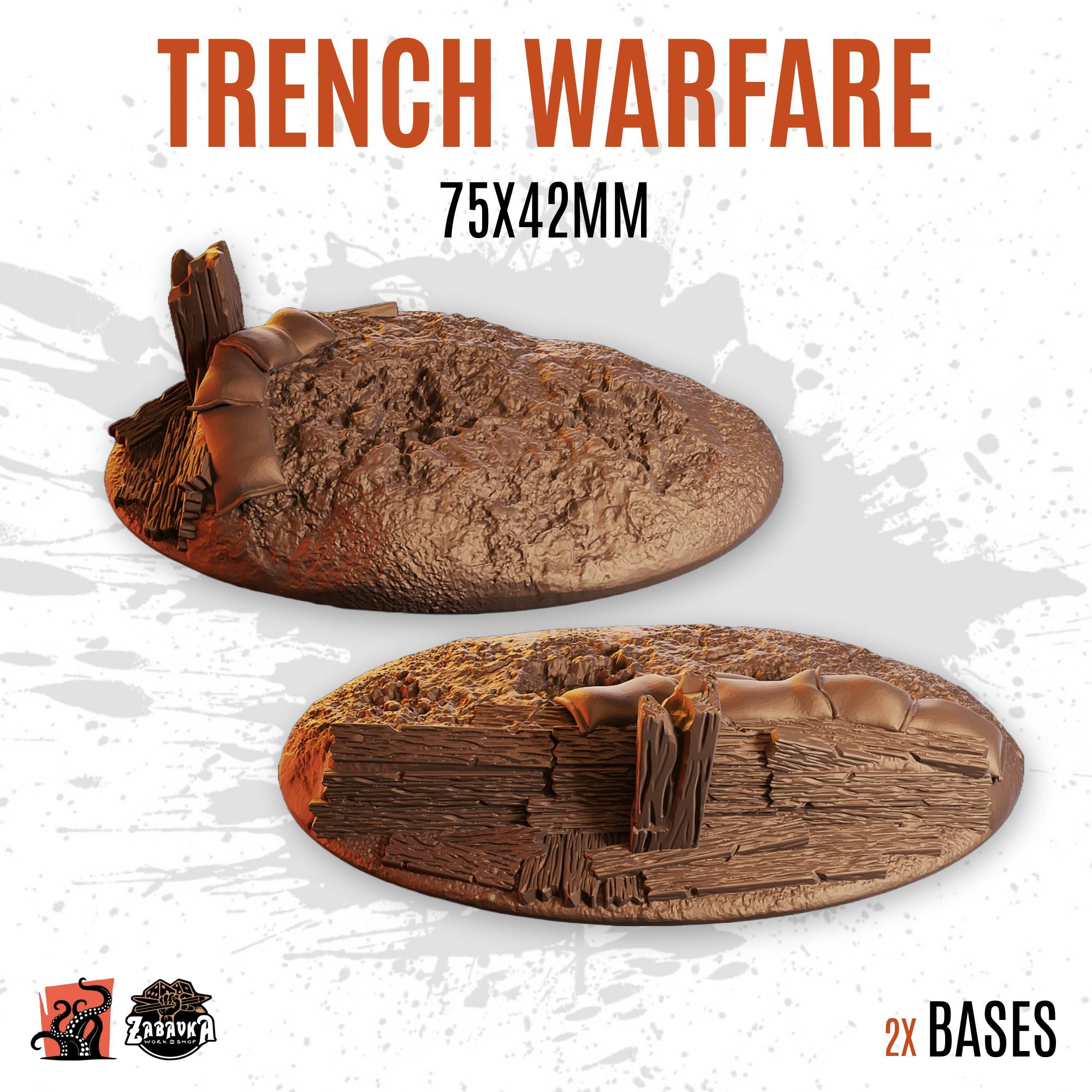 Trench warfare - 75x42mm oval base (2uds)