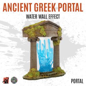 Ancient greek portal with water wall effect