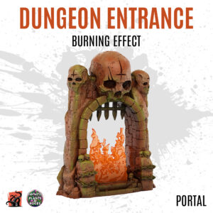 Dungeon entrance with burning effect