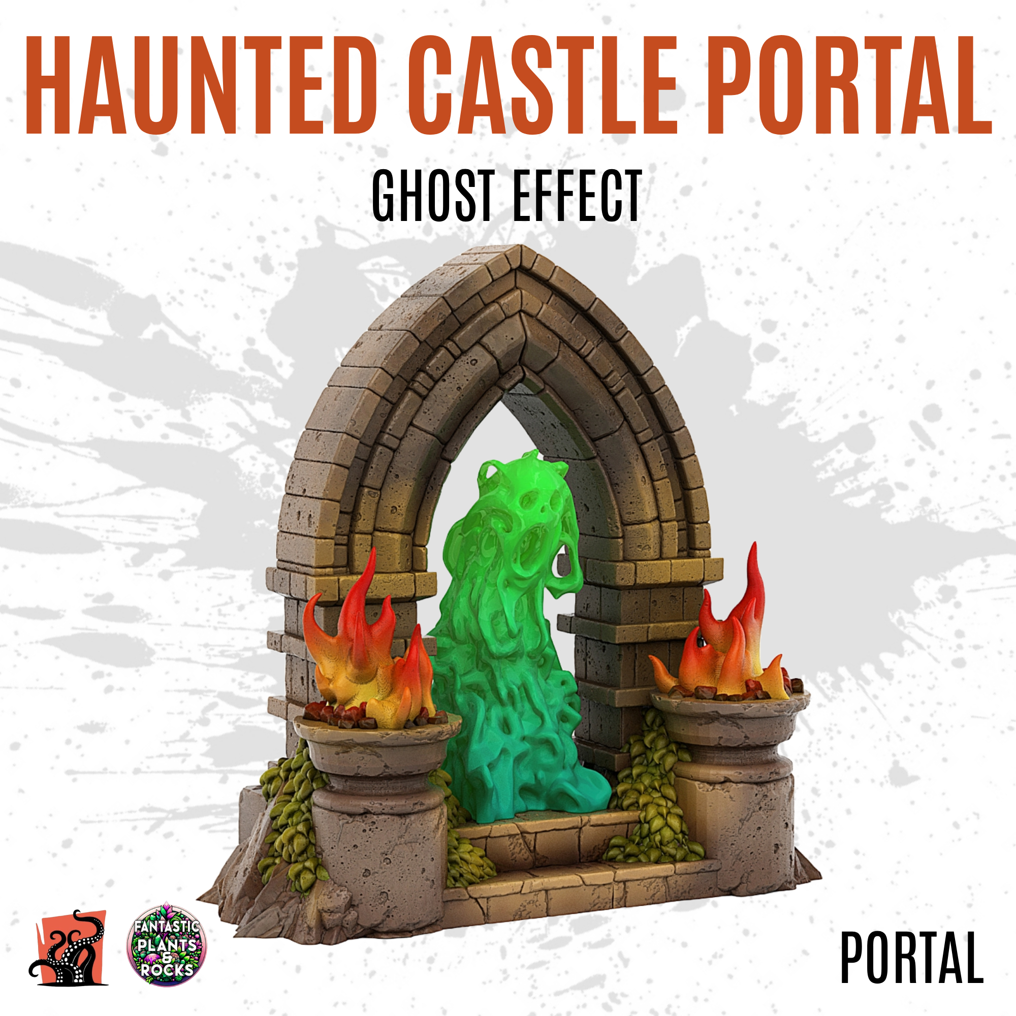 Haunted castle portal with ghost effect