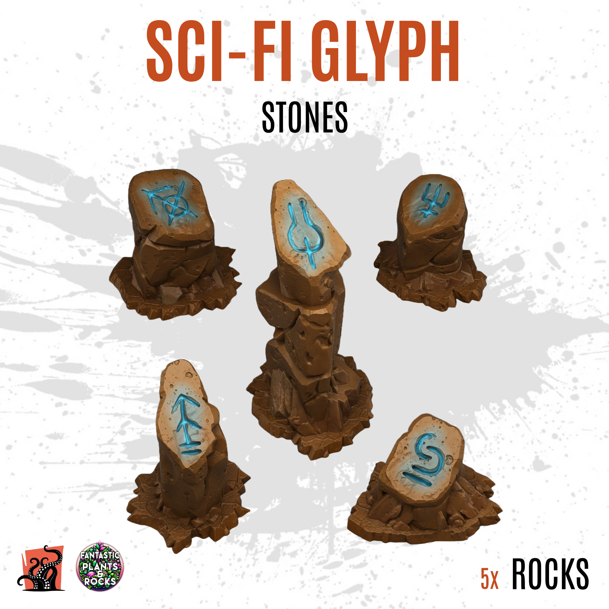 Sci-Fi glyph stones - Pack of 5 bits