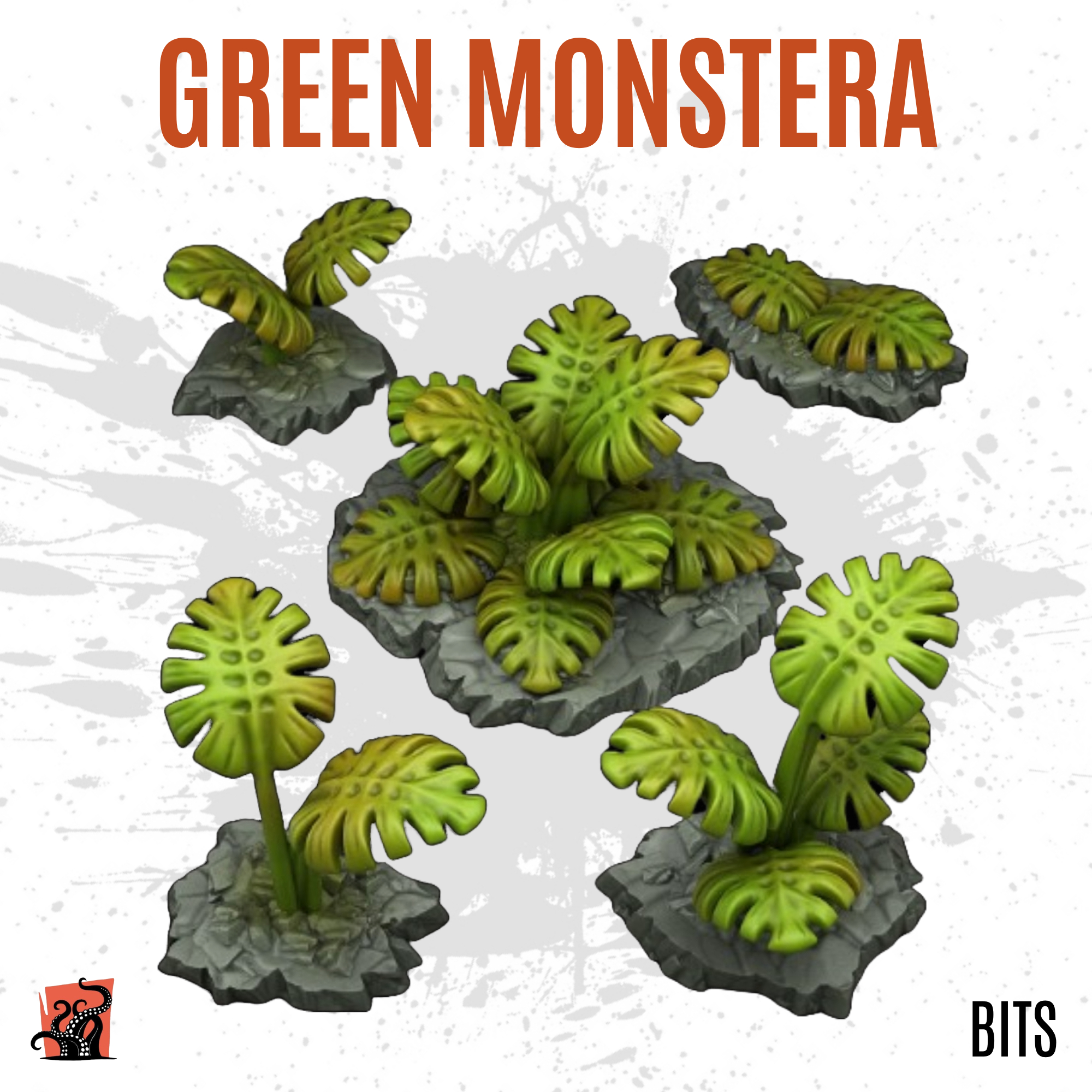 Green monstera - Pack of 5 bits