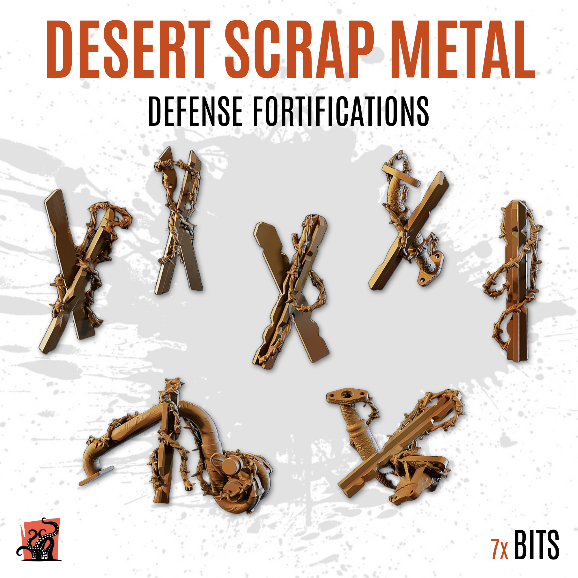 Desert scrap metal - Defense fortifications - Pack of 7 bits