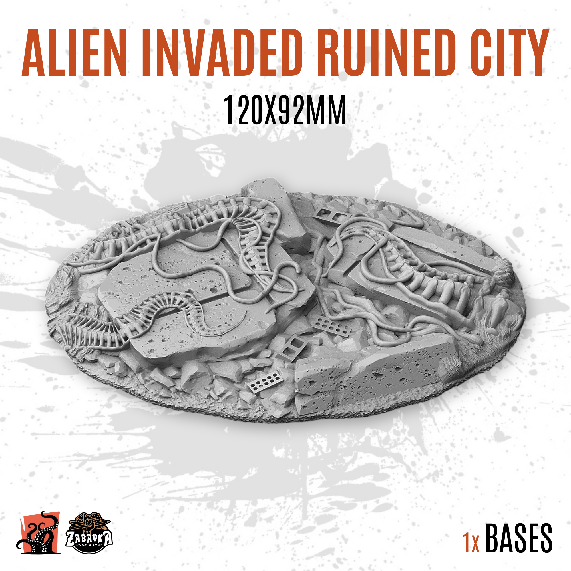 Alien Invaded Ruined City - 120x92mm oval base (1ud)