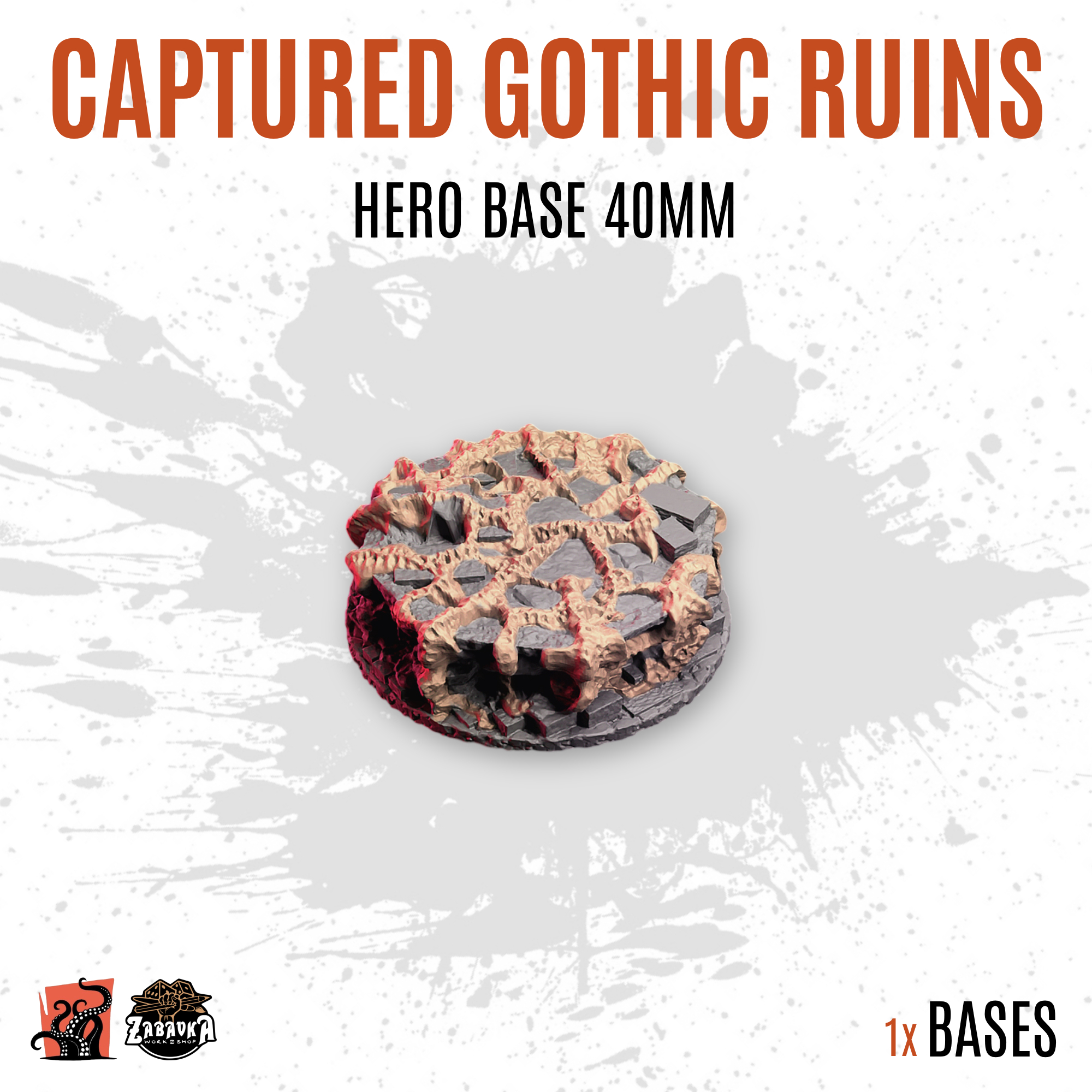 Captured Gothic Ruins - 40mm hero base (1ud)