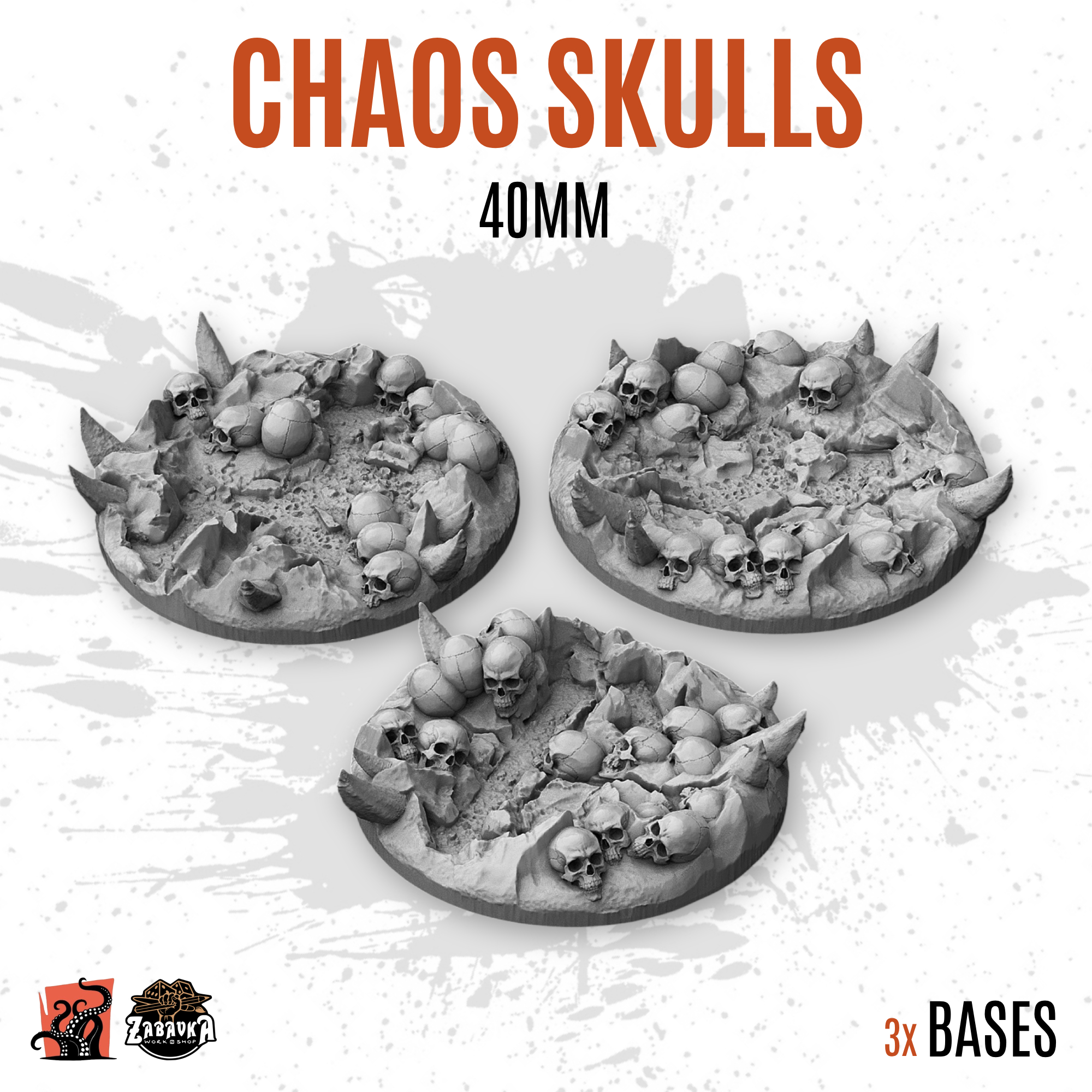 Chaos Skulls- 40mm base (3uds)