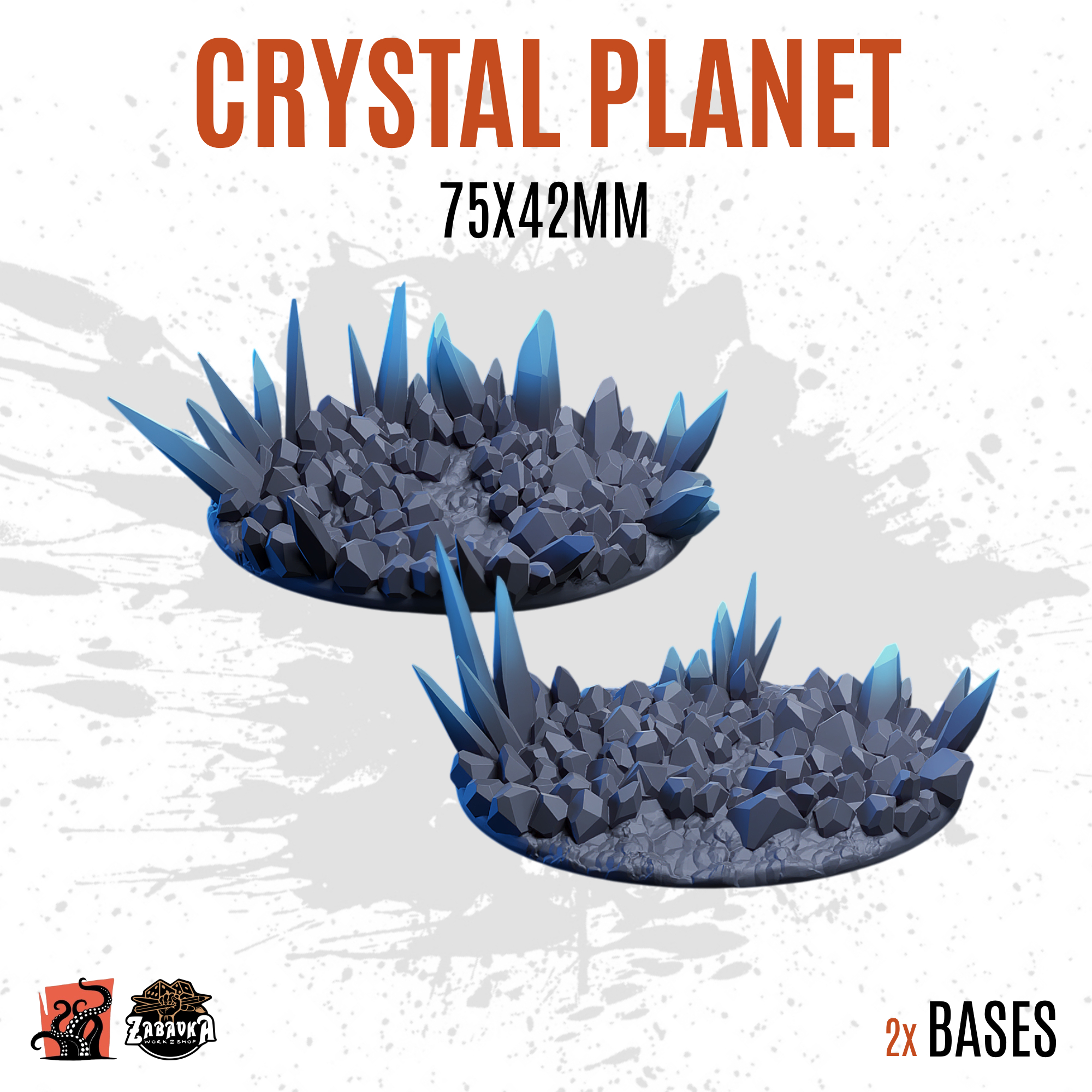 Crystal Planet - 75x42mm oval base (2uds)