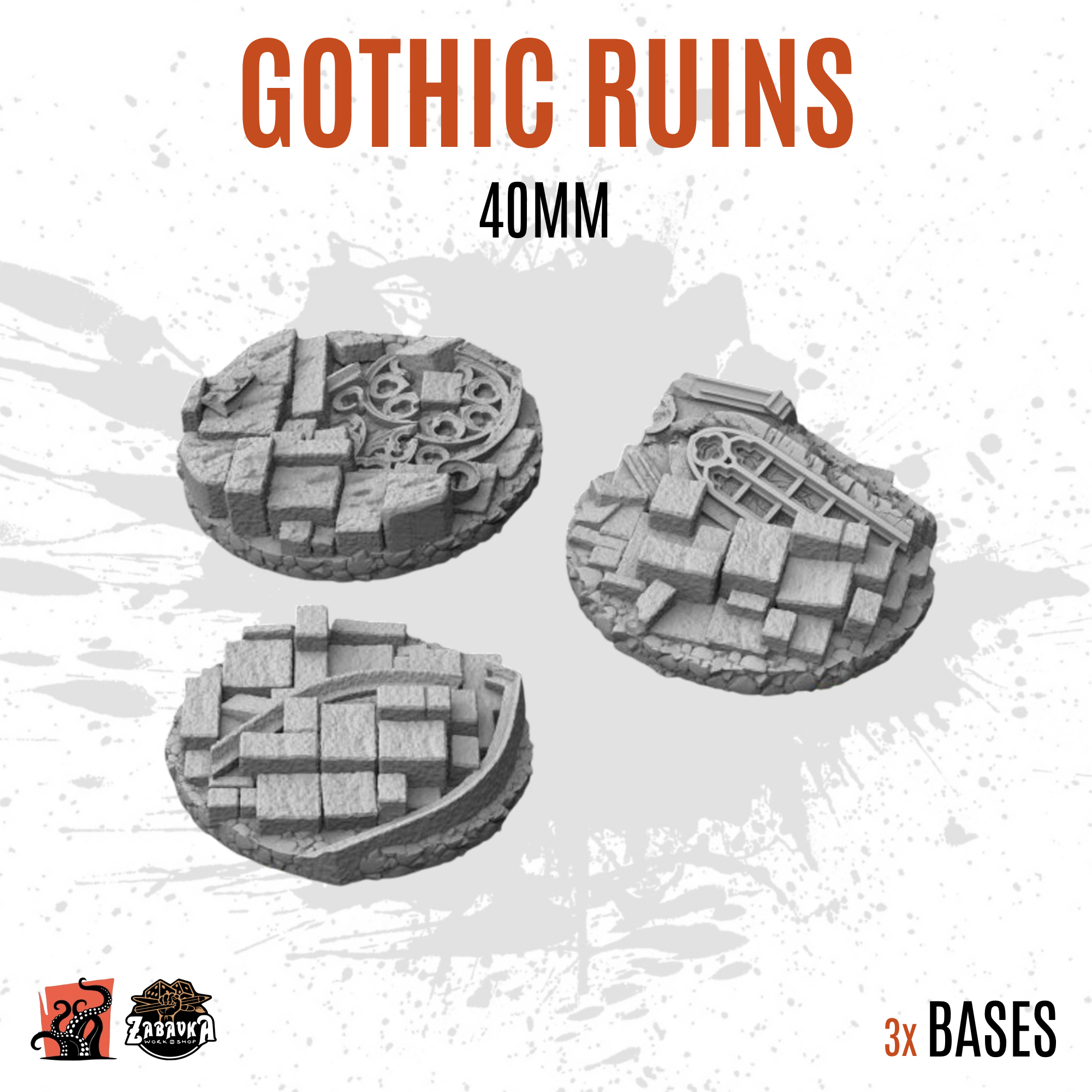 Gothic Ruins - 40mm base (3uds)