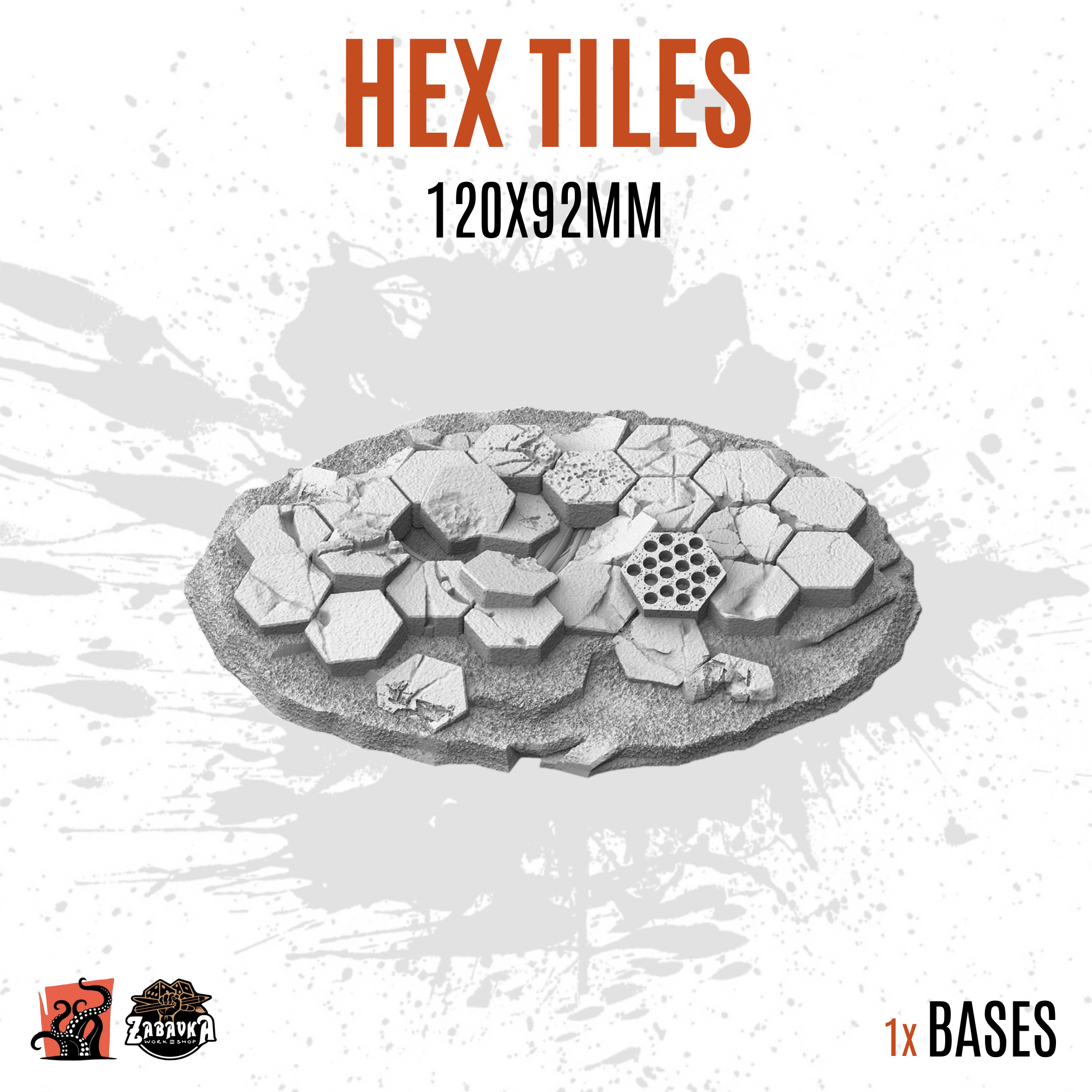 Hex Tiles - 120x92mm oval base (1ud)
